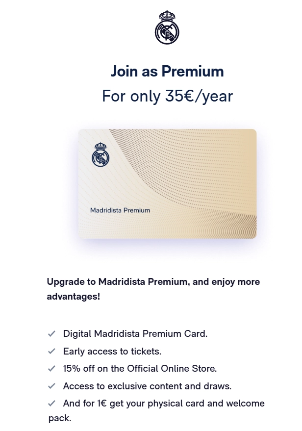 become a premium madridista card real madrid 2025