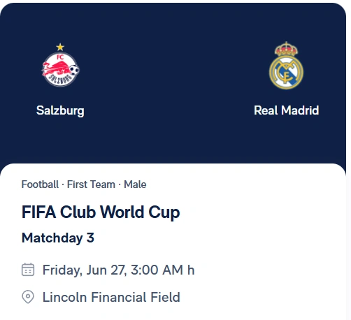 next match real madrid redbull salzburg fifa club world cup 27 june 2025